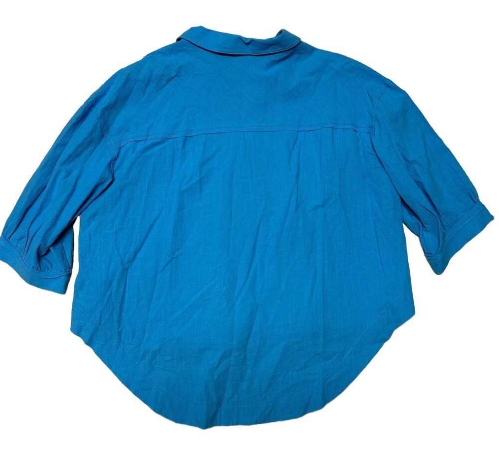Impressions Seven Seas Button Up Top in Ocean Blue Curves Size 1X - Picture 4 of 4